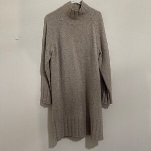 Cozy Tan Turtleneck Sweater Dress